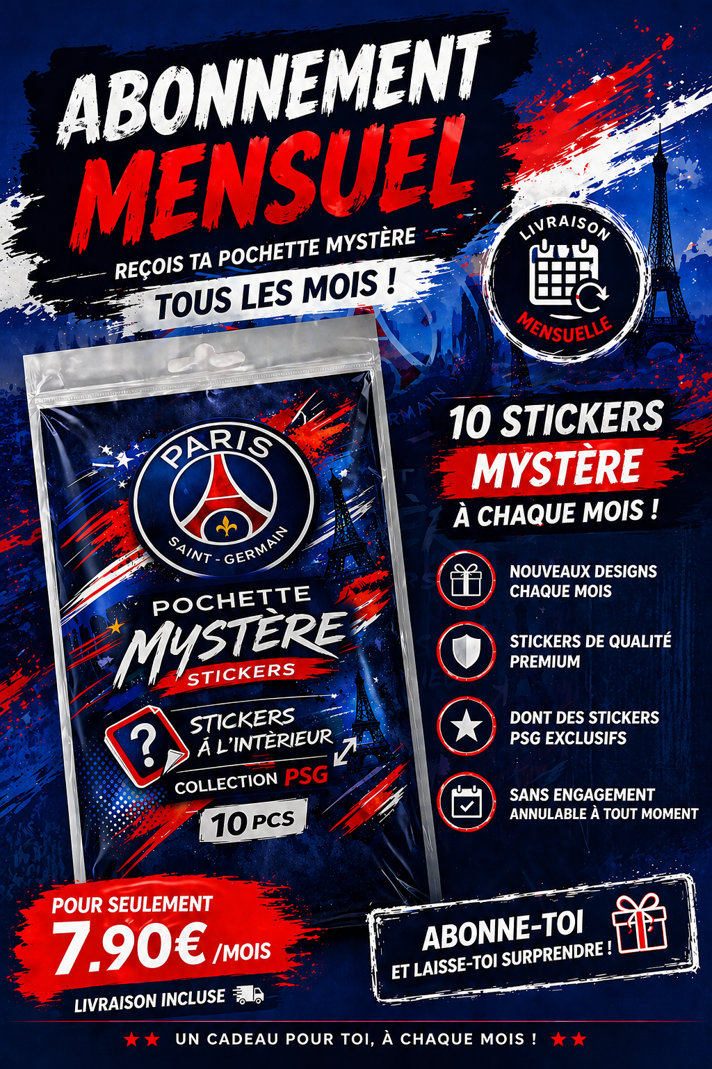 ABONNEMENT MENSUEL POCHETTE MYSTÈRE PSG
